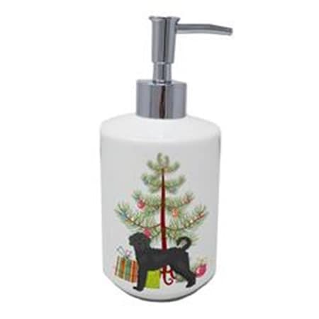 Carolines Treasures 7 x 3.5 in. Black Labradoodle Christmas Tree Ceramic Soap Dispenser CK3847SOAP
